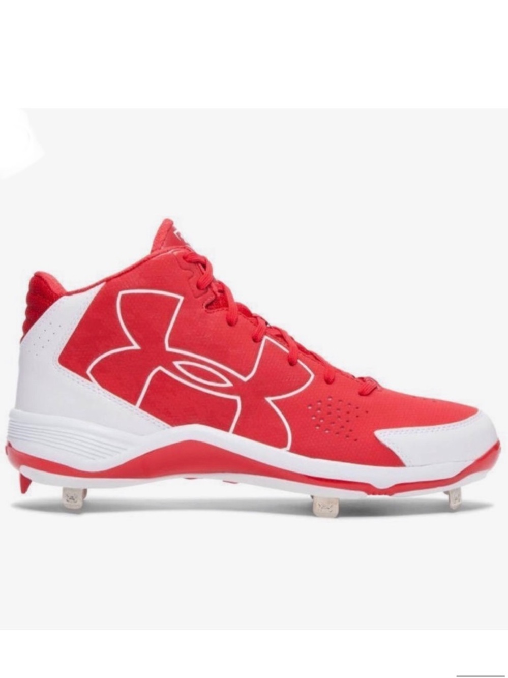 Under Armour UA Ignite Mid ST CC Metal Baseball Cleats Red White Men Size 13 NIB